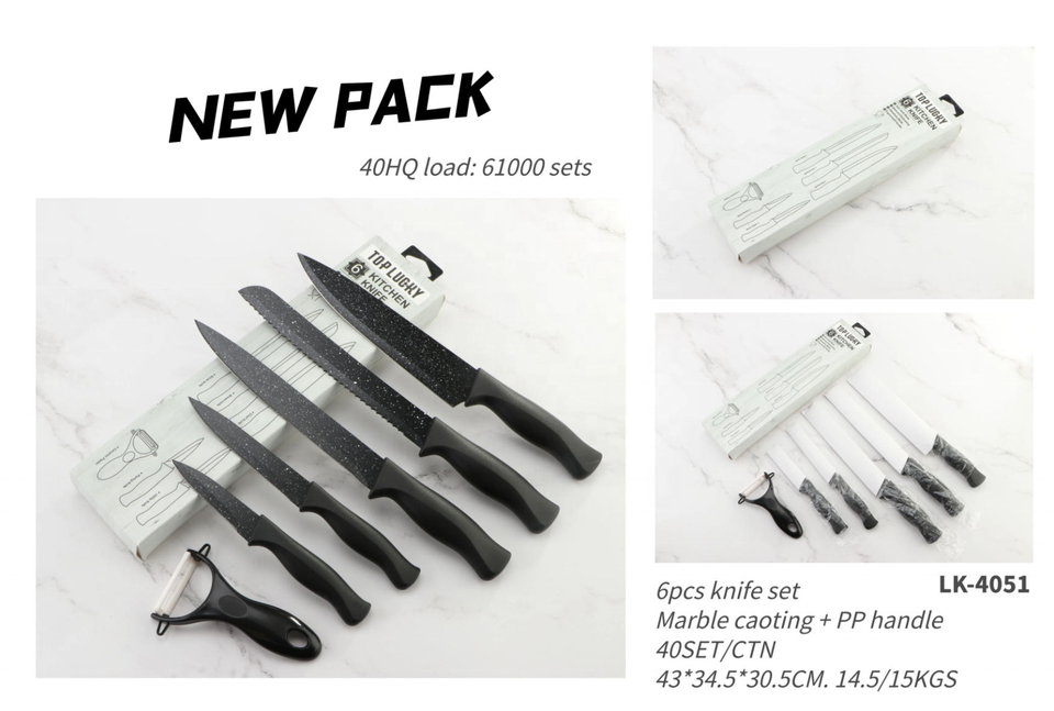 Exclusive 6-Piece Stainless Steel Marble Coating Kitchen Knife Set