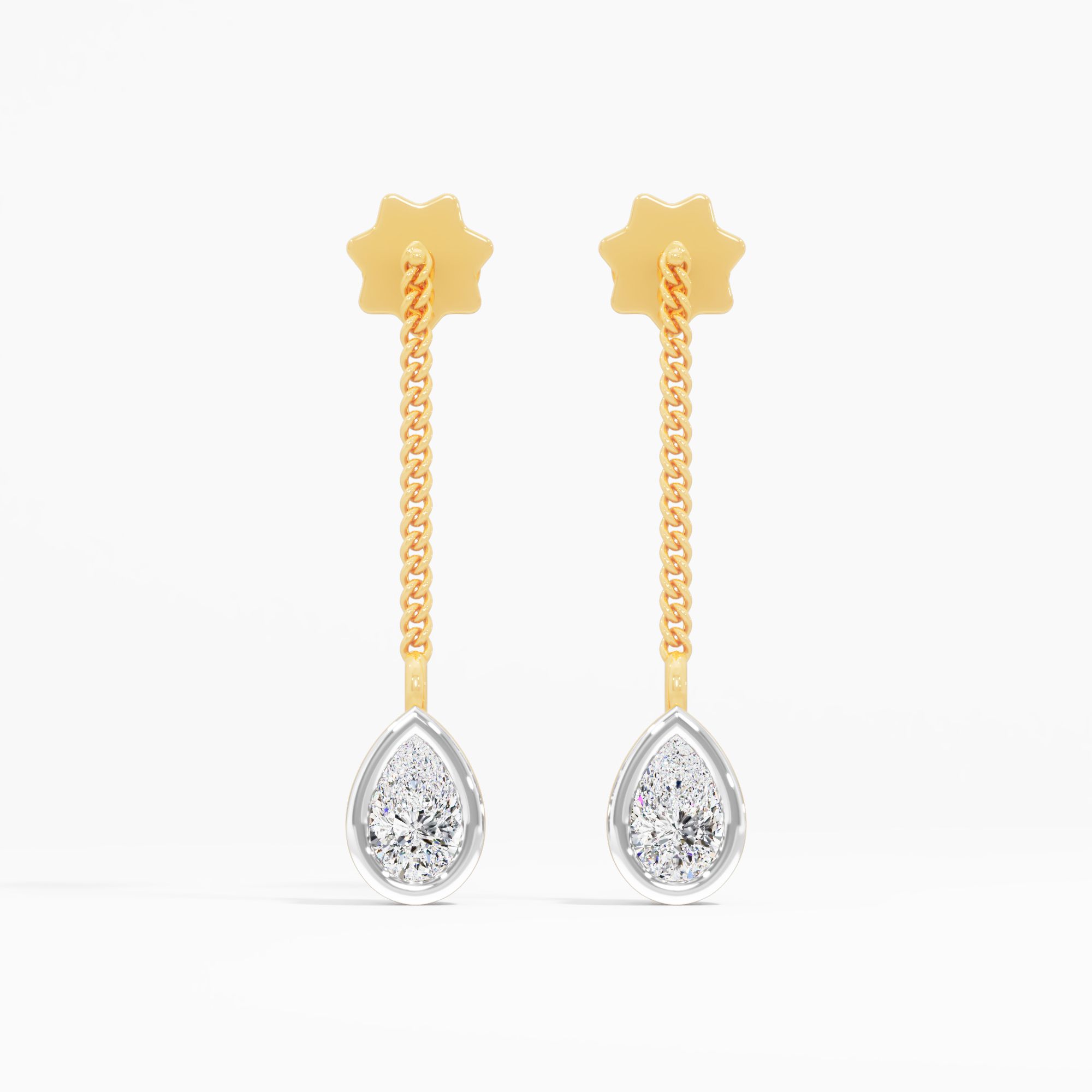 Pear Solitaire Chain Dangle Earrings