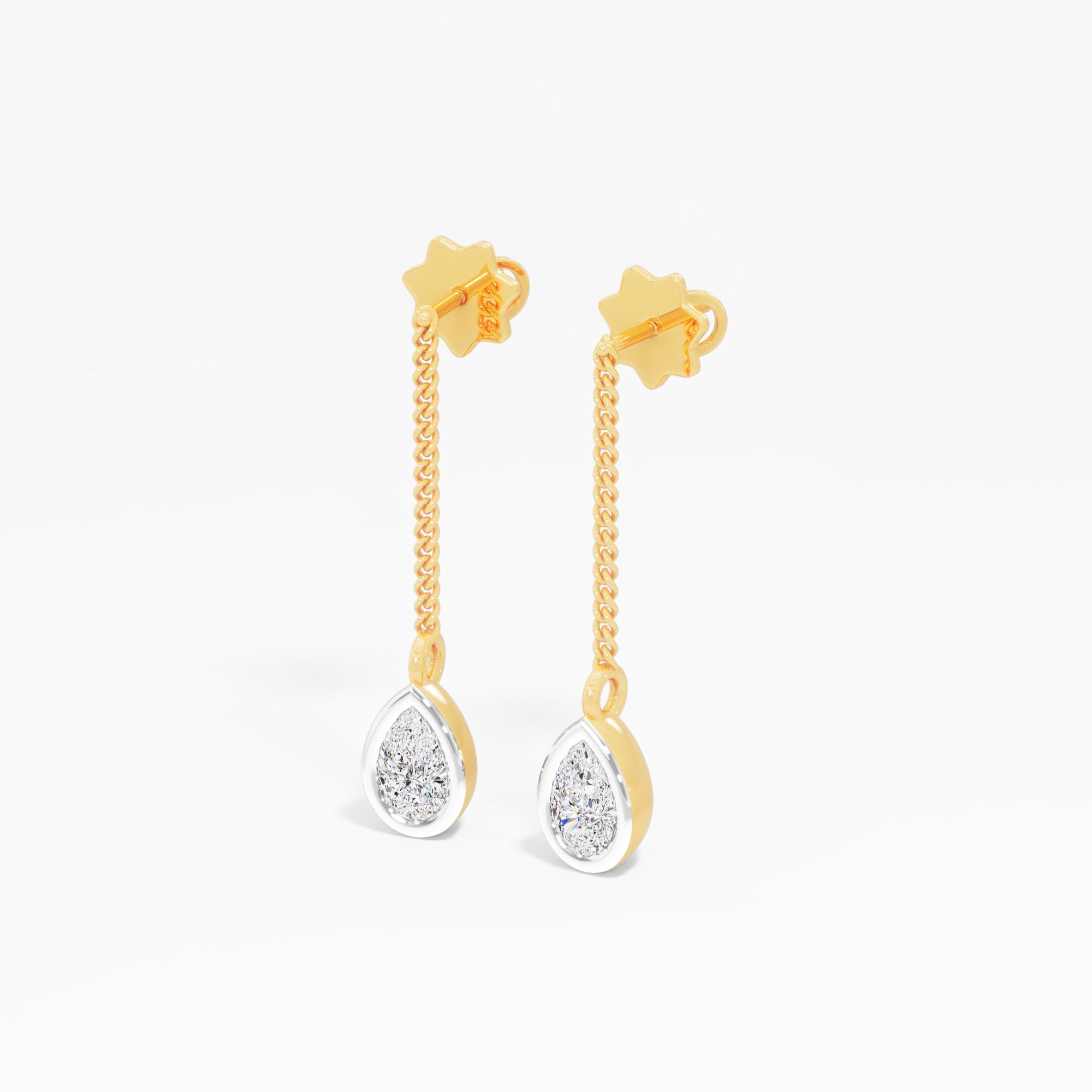 Pear Solitaire Chain Dangle Earrings