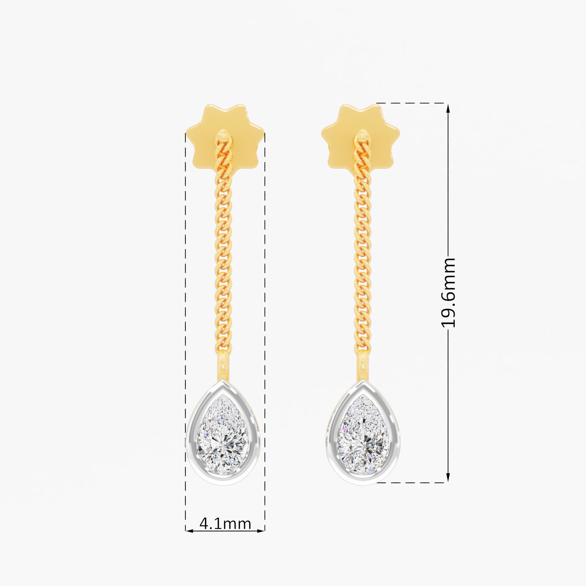Pear Solitaire Chain Dangle Earrings