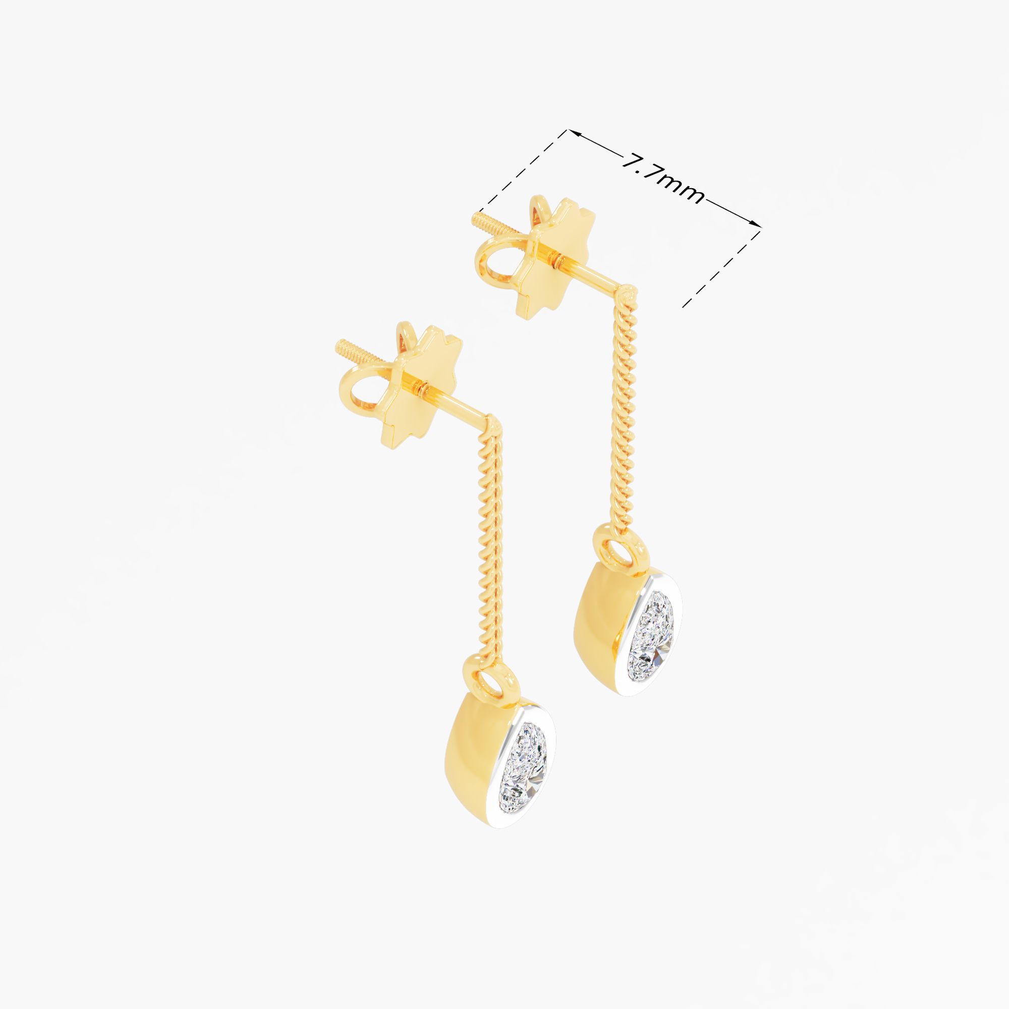 Pear Solitaire Chain Dangle Earrings