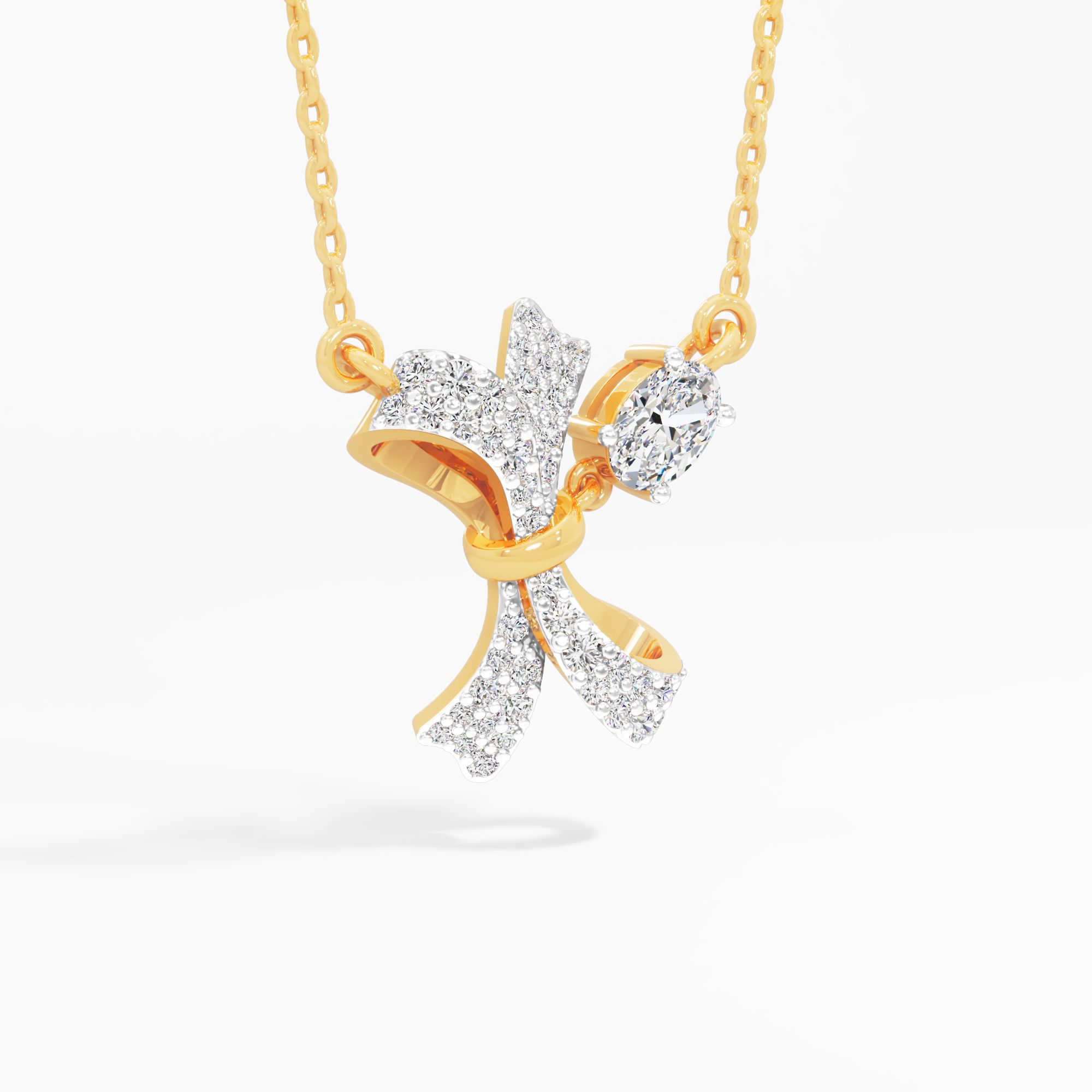 Oval Knotted Diamond Pendant