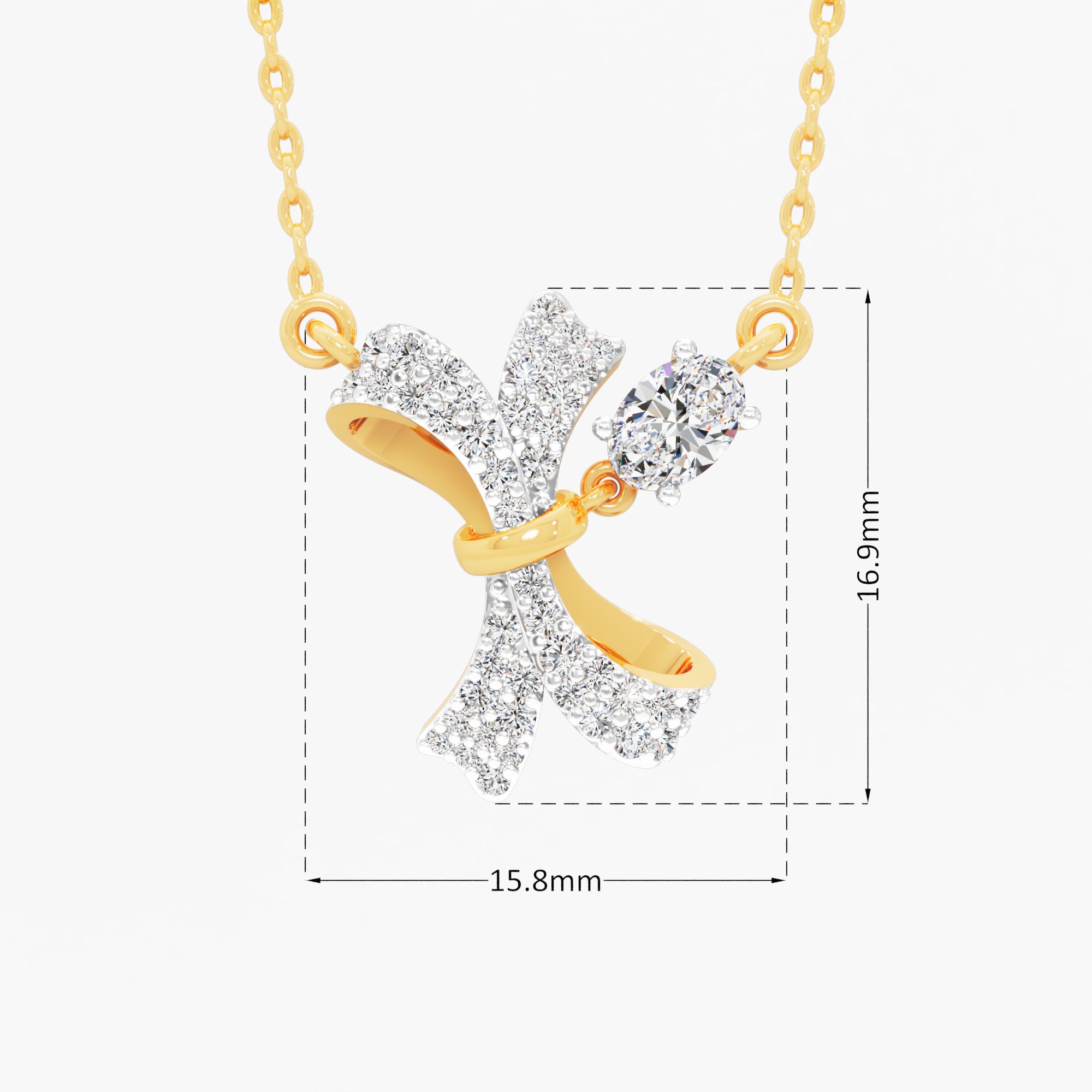 Oval Knotted Diamond Pendant