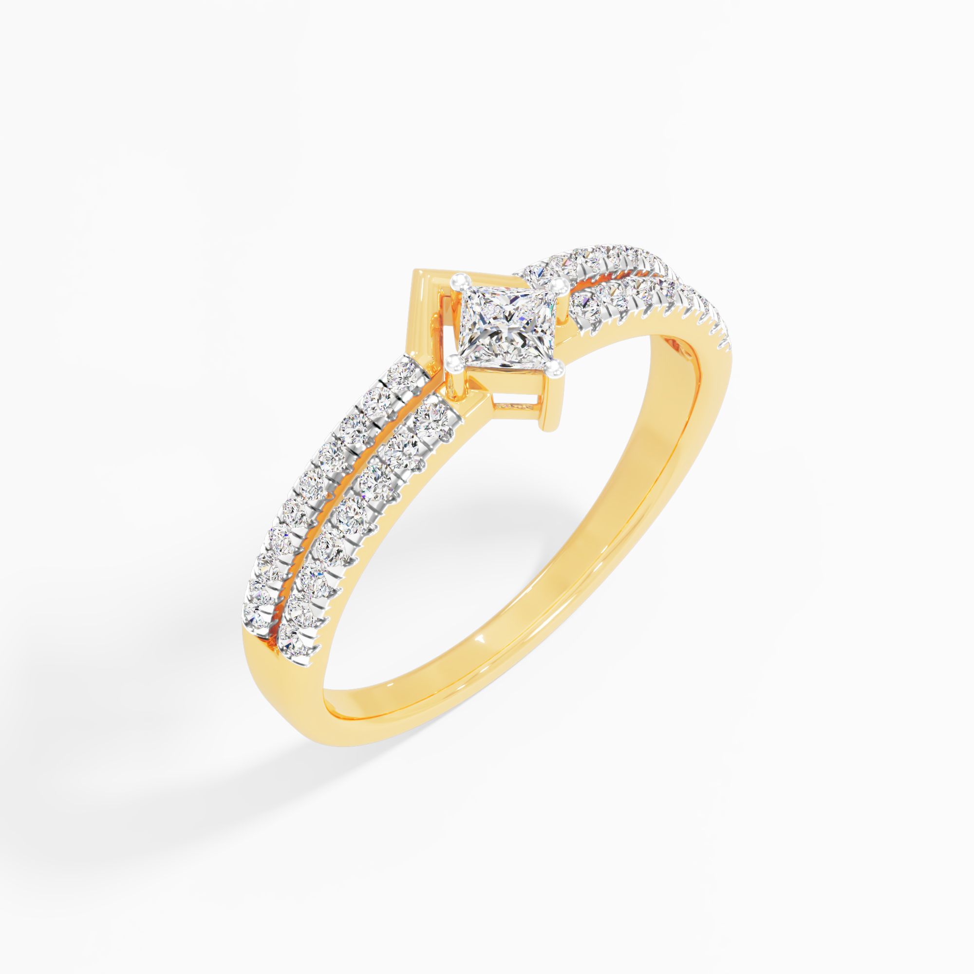 Princess Solitaire Dual Band Ring