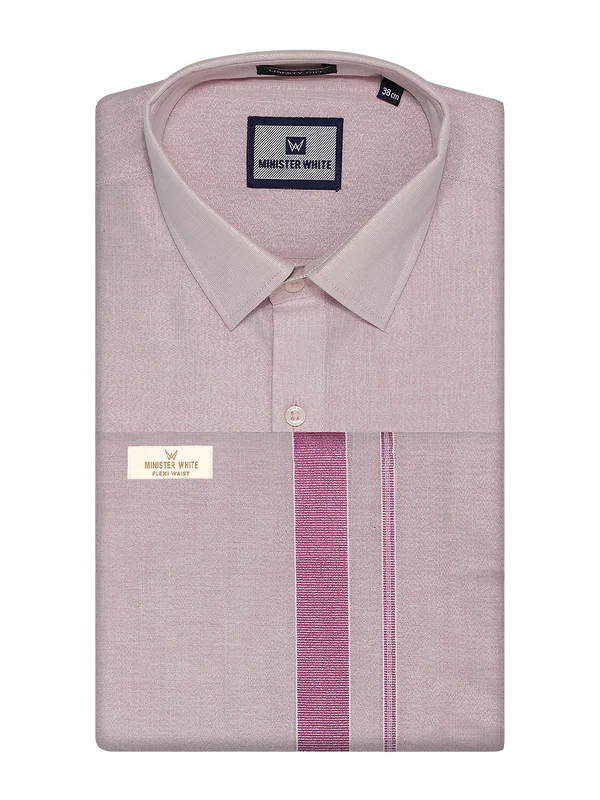 Men's Tissue Rose Color Flexi Dhoti Shirt