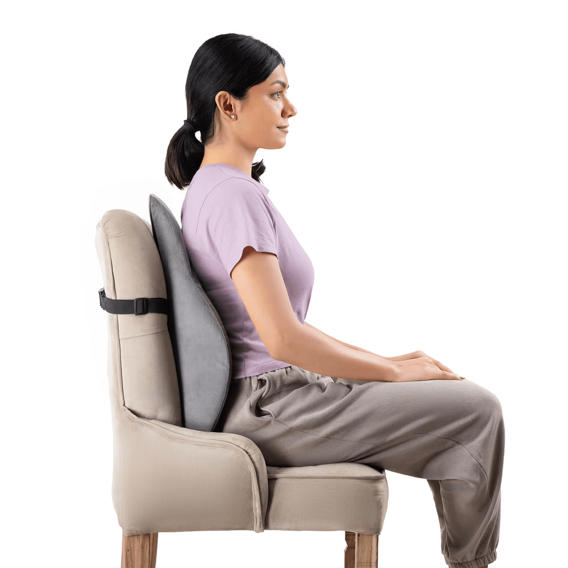 Back Support Cushion | Lumbar, Lower Back & Upper Back Support | Ergonomic, Memory Foam, Pain Relief | Office Chair or Car Seat Cushion | Grey