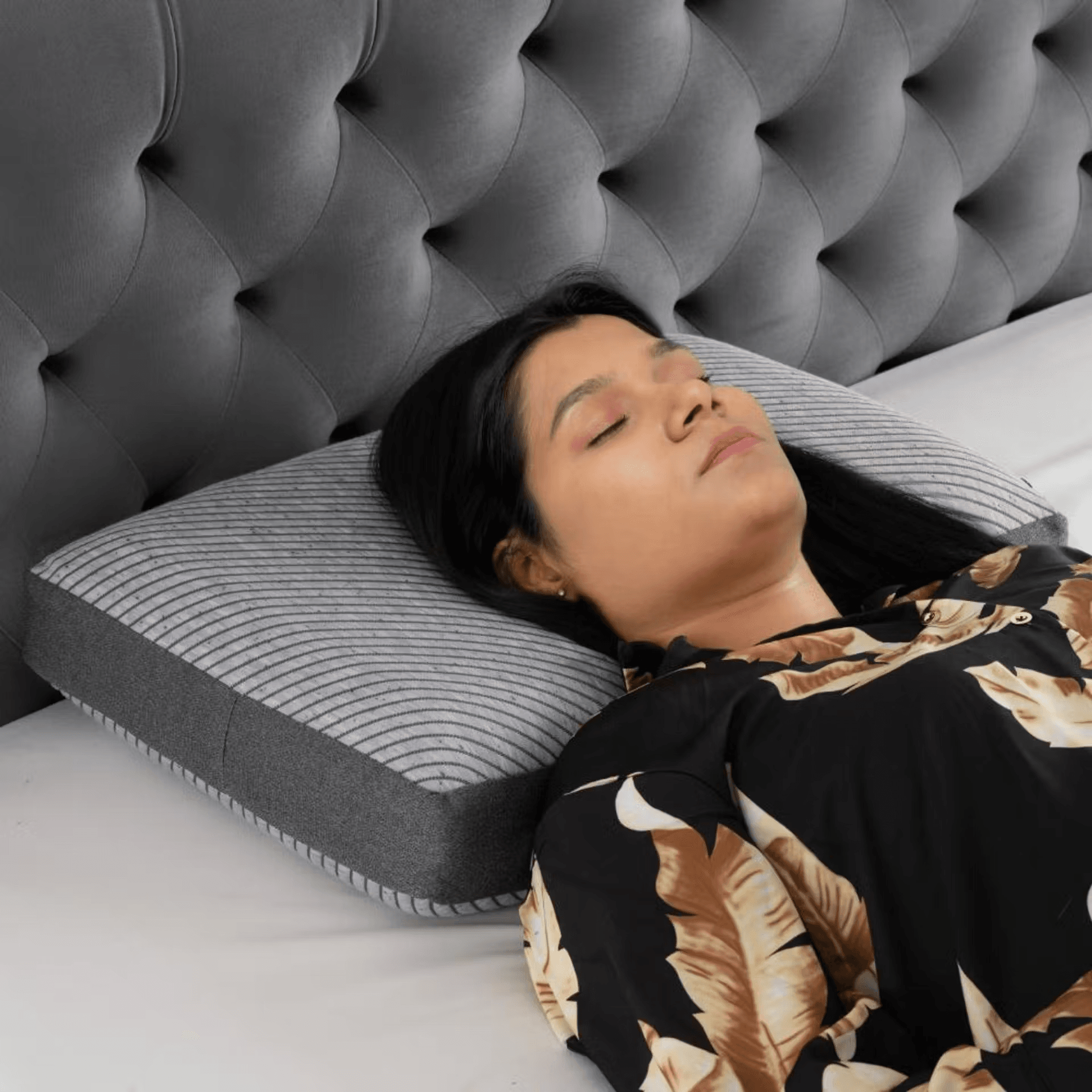 Orthopedic Memory Foam Sleeping Pillow | Small & Thick (21x15x5) Inch | Set of 1 | Enhanced Neck Support & Pain Relief | Machine Washable Cover | Light Grey