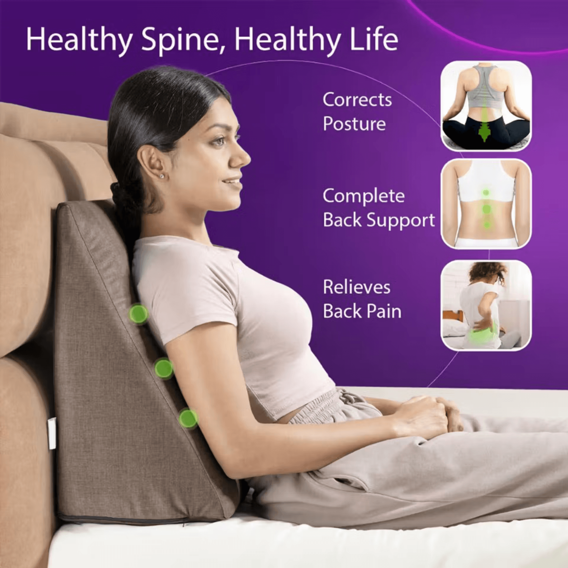 Wedge Pillow | Prevents Acid Reflux & Snoring | Made of Memory Foam | Soft Washable Cover | Brown