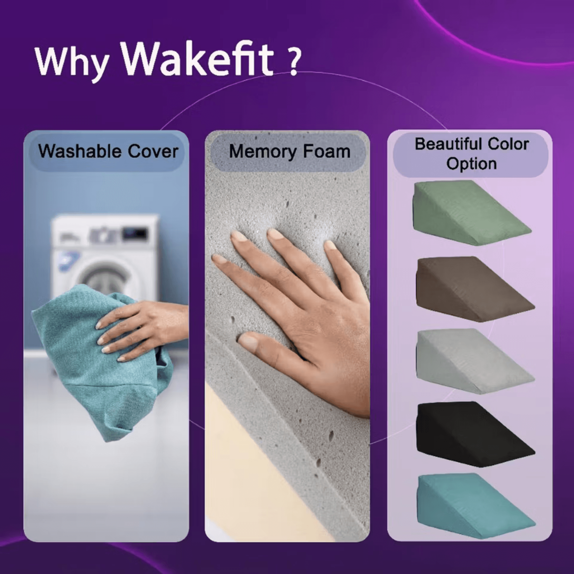 Wedge Pillow | Prevents Acid Reflux & Snoring | Made of Memory Foam | Soft Washable Cover | Brown