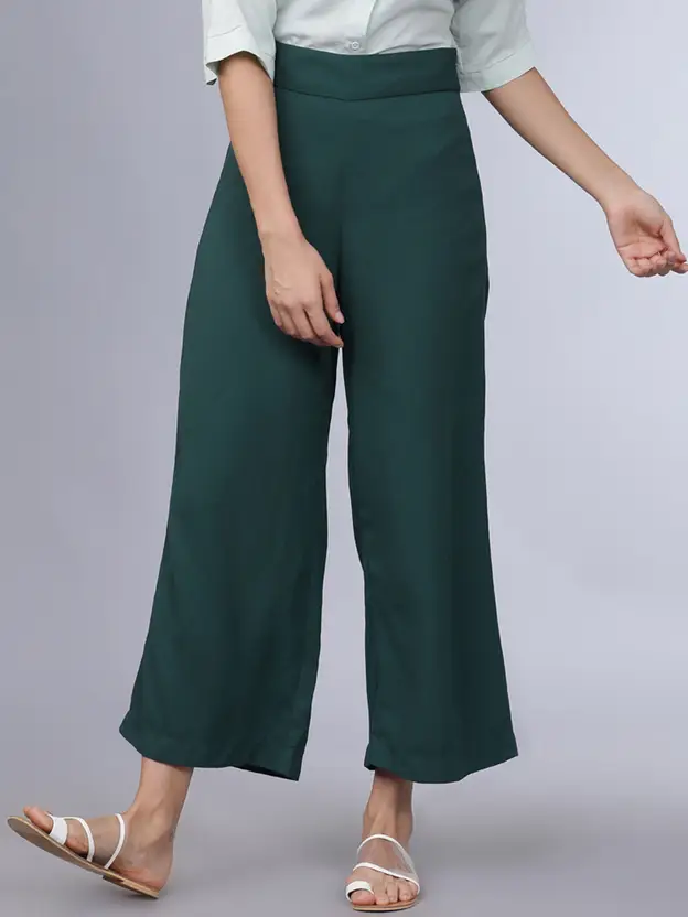 Women green cotton trouser