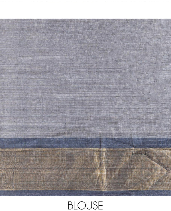 Pale Brown Tussar Silk Saree