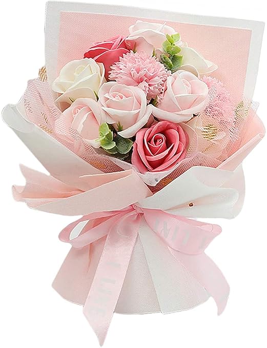 Artificial Soap Flower Rose Bouquet – Pink, Scented