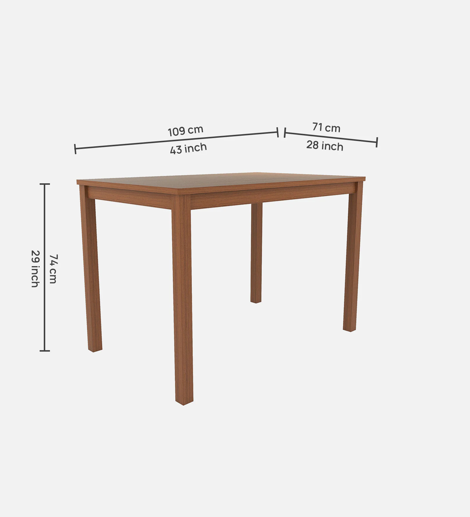Nippon 4 Seater Dining Set in Antique Oak Finish