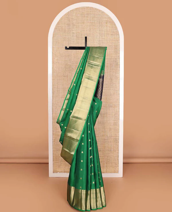 Green rettai manga buttas Vasundhara Lite Silk Mix Saree