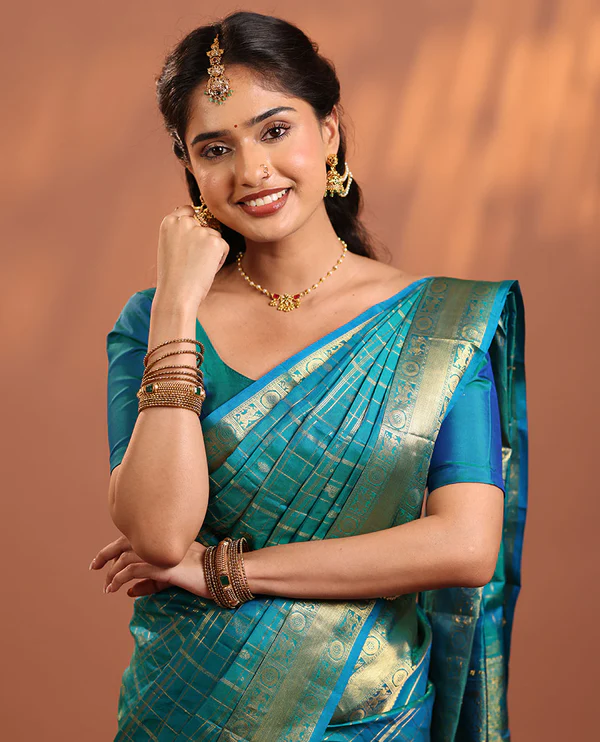 Peacock Blue Vasundhara Silk Saree