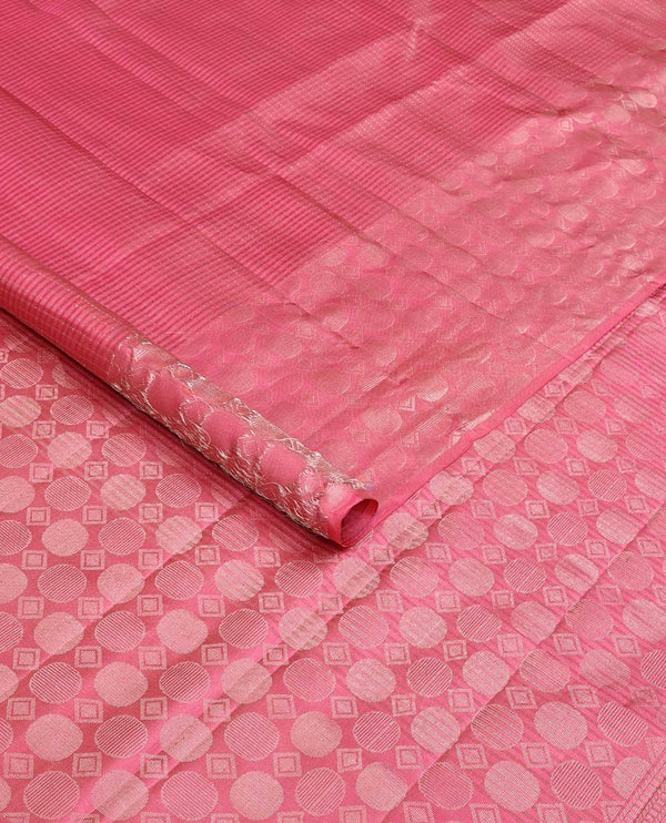 Pink muthu striped soft silk saree