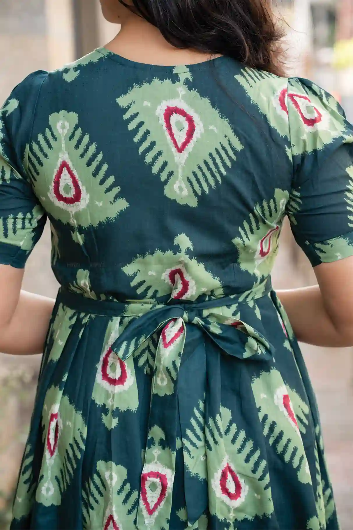 Inkmist Navy printed Maternity and Feeding Cambric Dress