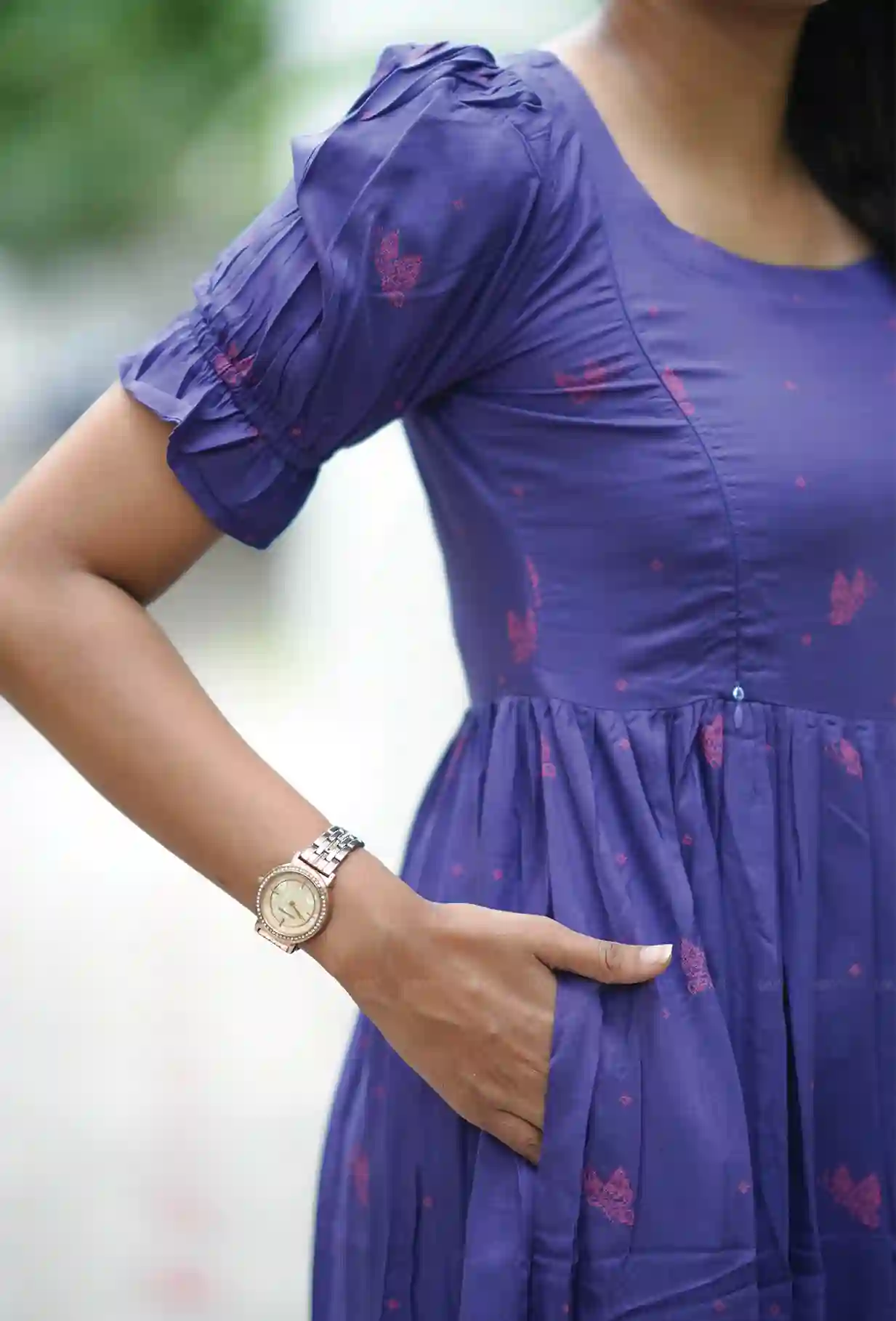 Vintage Wingcraft Violet Printed Maternity and Feeding dress