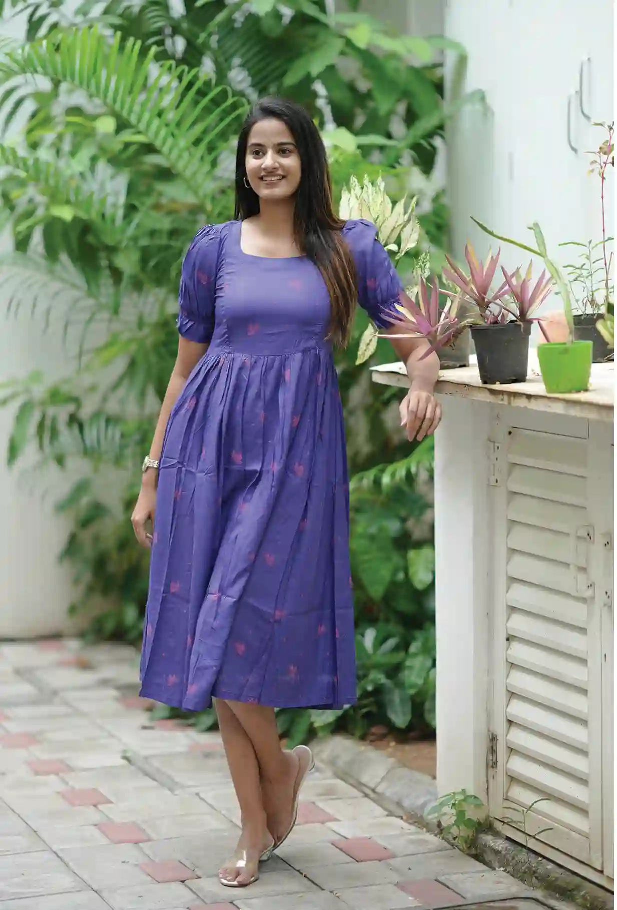 Vintage Wingcraft Violet Printed Maternity and Feeding dress