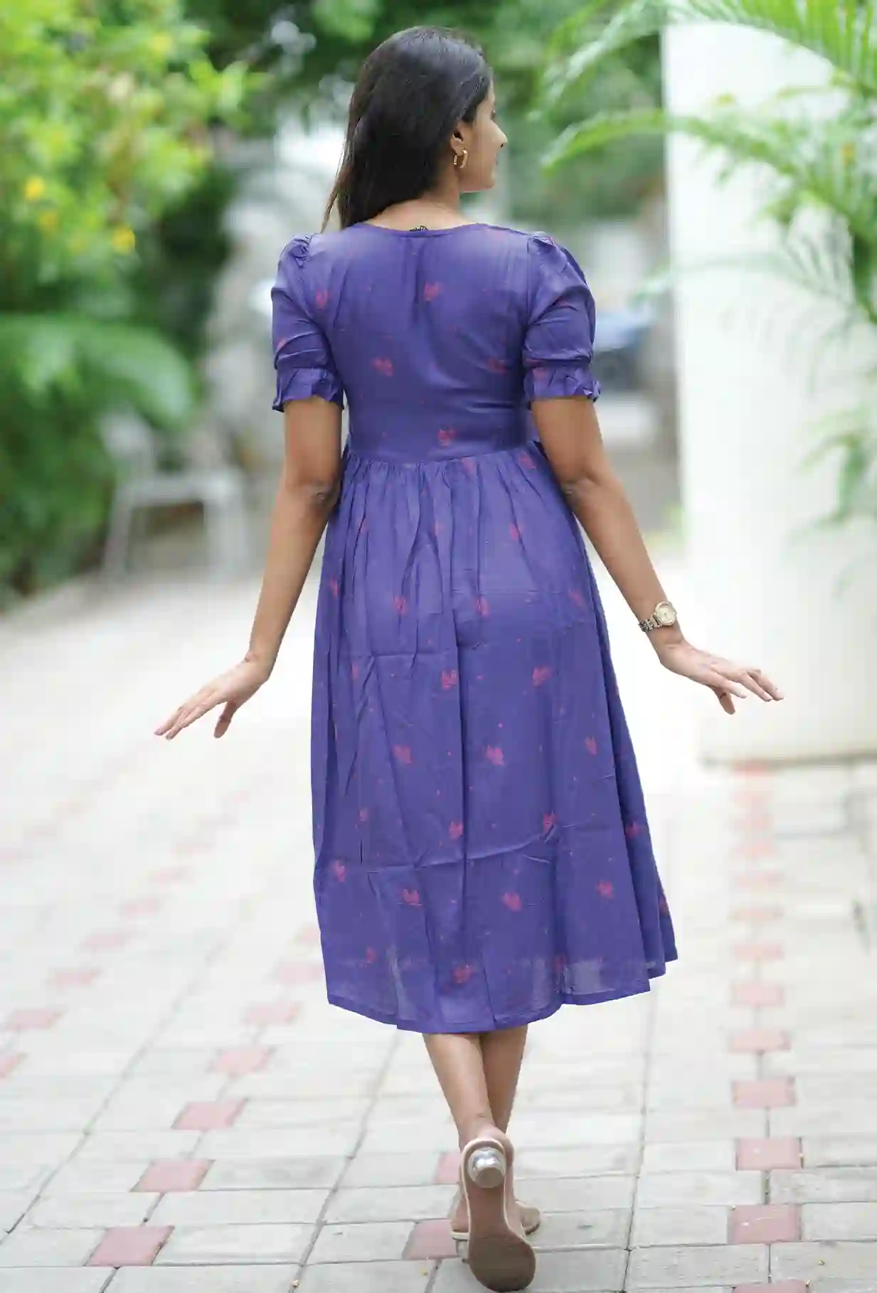 Vintage Wingcraft Violet Printed Maternity and Feeding dress
