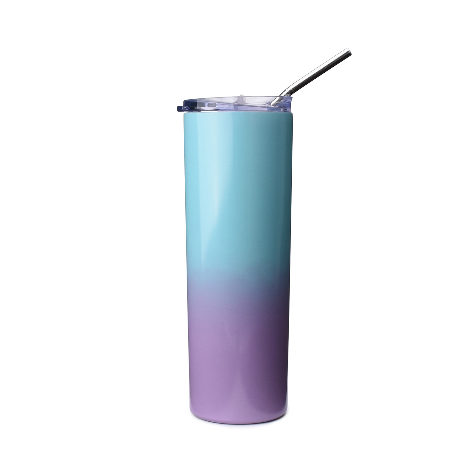 20 Pack – 20oz Skinny Stainless Steel Tumbler with Lid & Straw