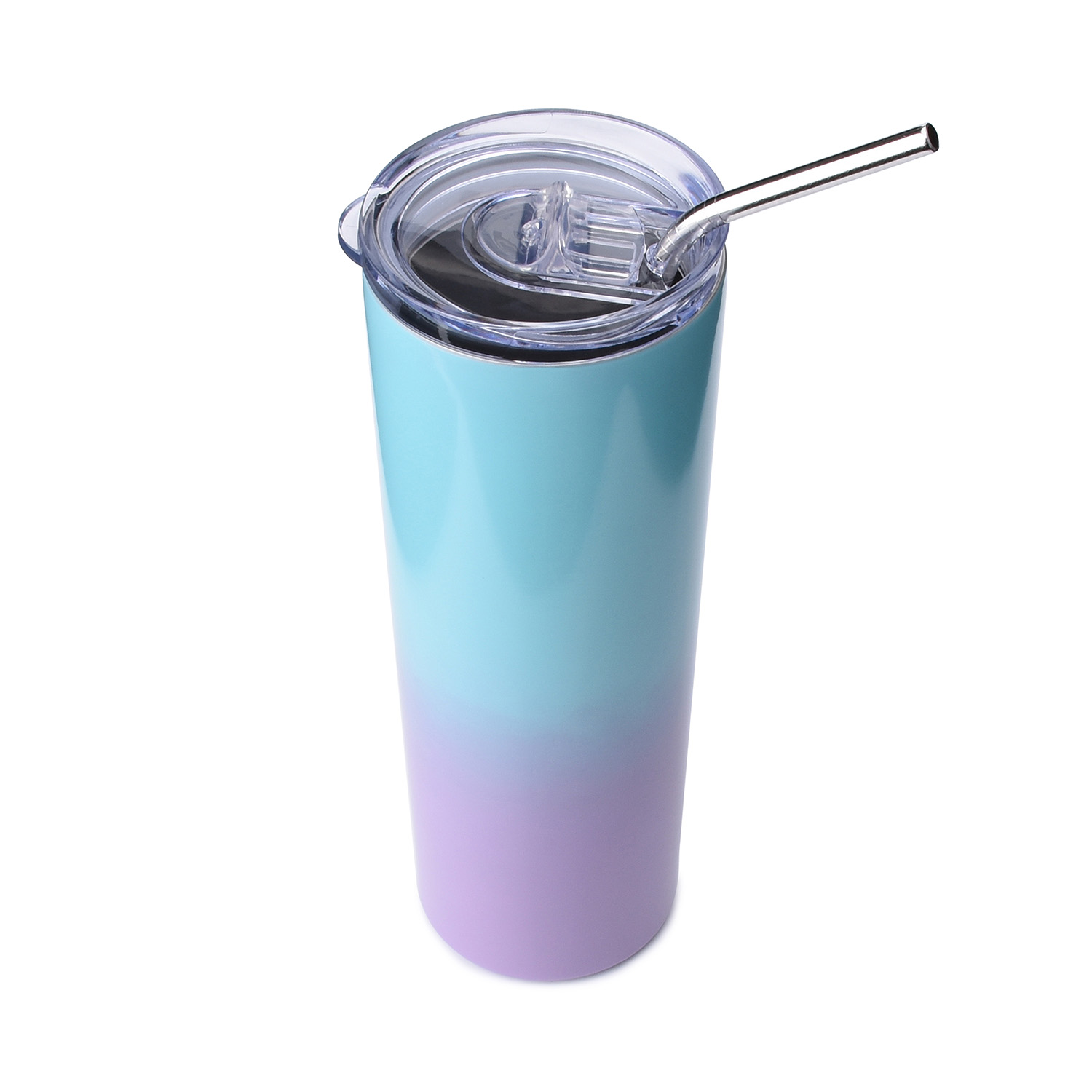 20 Pack – 20oz Skinny Stainless Steel Tumbler with Lid & Straw