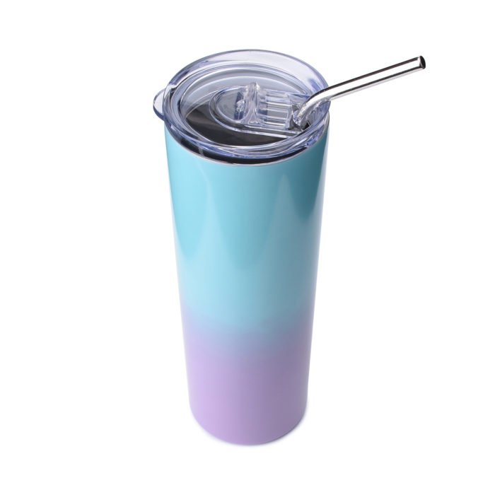 20 Pack – 20oz Skinny Stainless Steel Tumbler with Lid & Straw