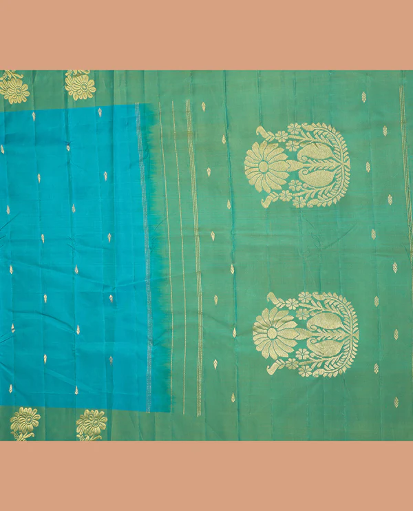 sky Blue Kanchipuram Silk Saree