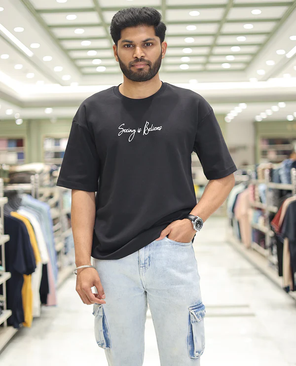 Black Glow in the Dark Cotton-Blended T-Sh