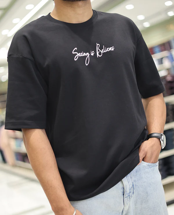 Black Glow in the Dark Cotton-Blended T-Sh