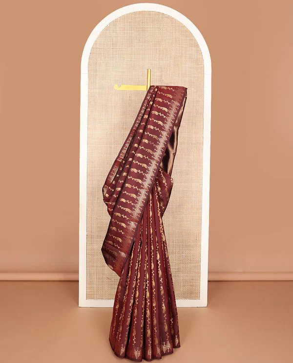 Maroon zari design Vasundhara Lite Silk Mix Saree