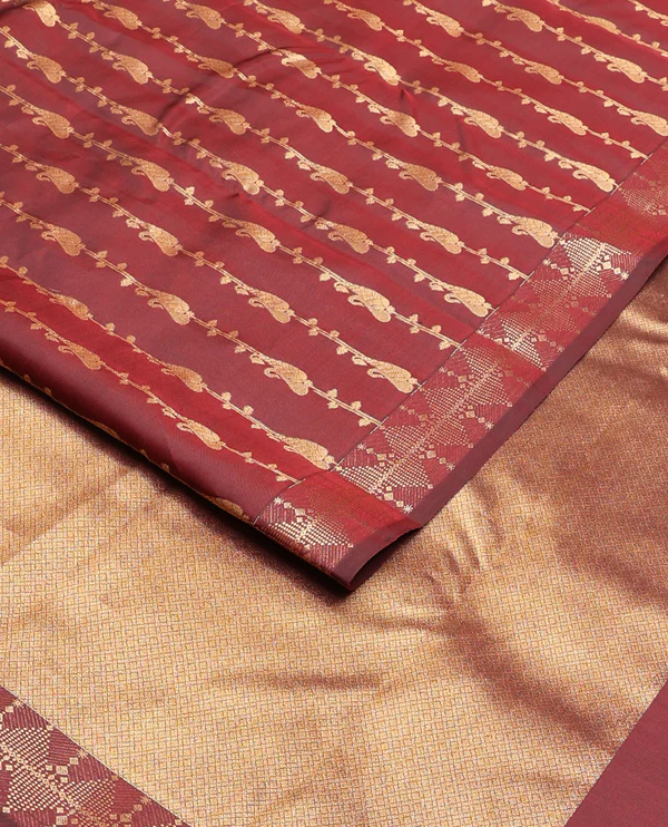Maroon zari design Vasundhara Lite Silk Mix Saree