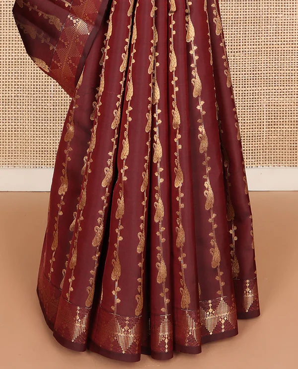 Maroon zari design Vasundhara Lite Silk Mix Saree