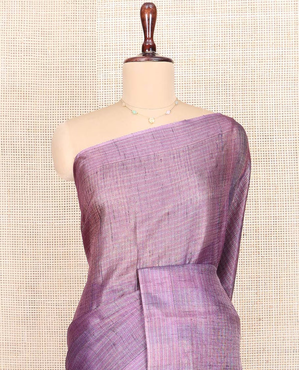 Borderless Violet Tussar Silk Saree