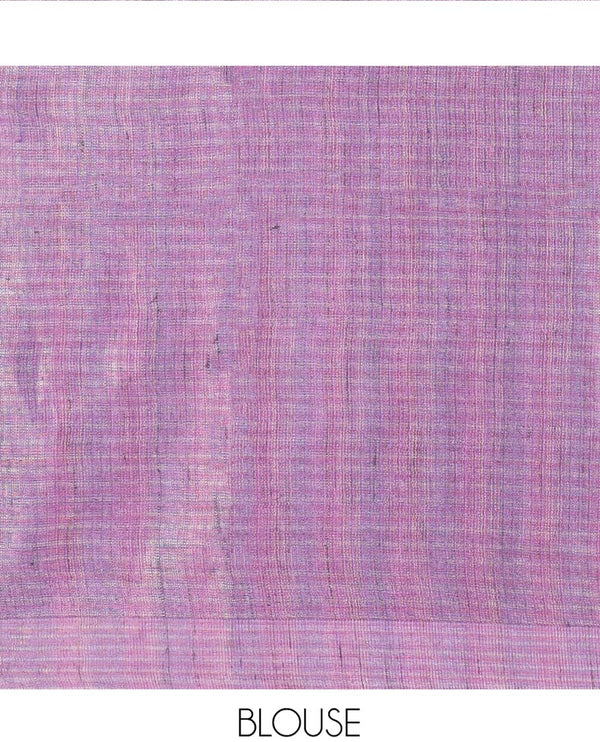 Borderless Violet Tussar Silk Saree