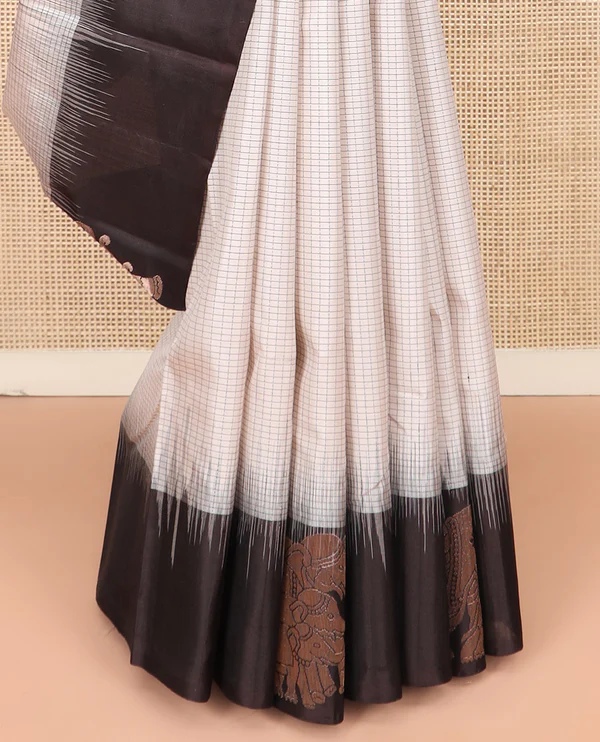 Off-White Kanchipuram Silk Saree