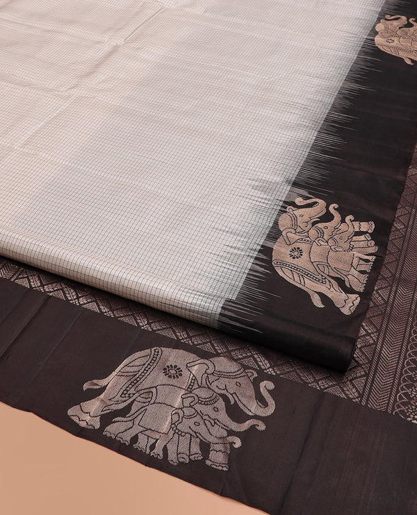 Off-White Kanchipuram Silk Saree