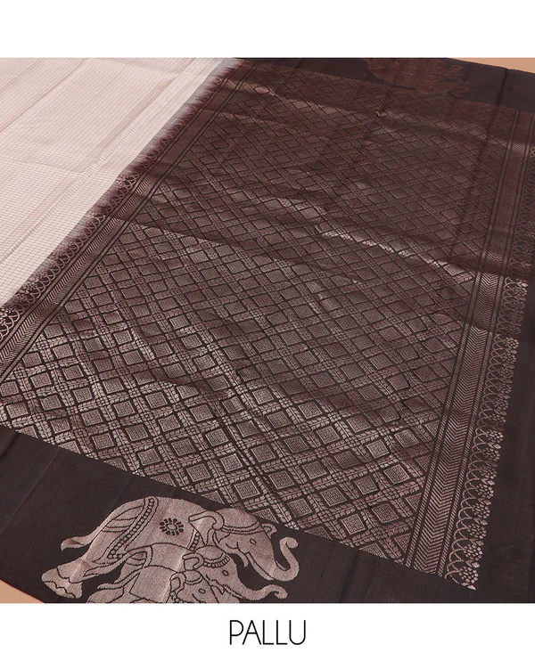 Off-White Kanchipuram Silk Saree